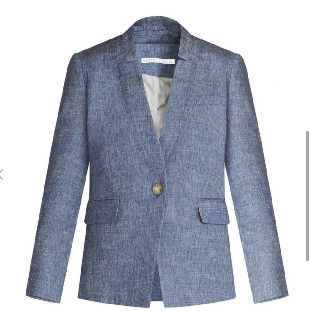 Veronica Beard Orchard Chambray blazer blue linen size 4